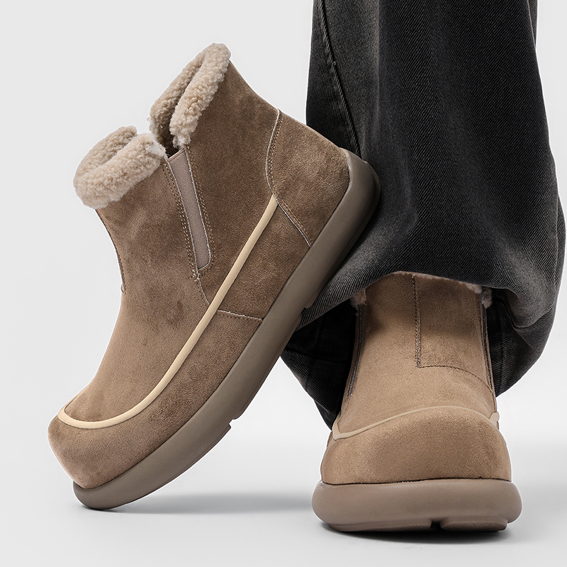 小土豆雪地靴男真皮冬季加绒棉鞋