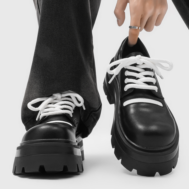 增高7CM大头德比鞋男厚底松糕鞋