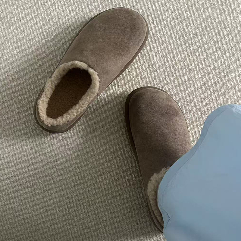 小土豆雪地靴男女冬季加绒加厚保暖灰色东北棉鞋情侣一脚蹬穆勒鞋