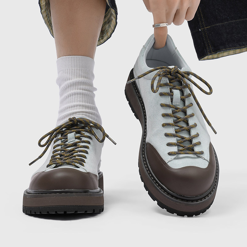 美式德训鞋男翻毛皮厚底增高徒步登山鞋通勤工装潮牌圆头休闲皮鞋,流行男鞋,休闲皮鞋,淘宝优惠券,粉丝福利购,淘宝优惠卷