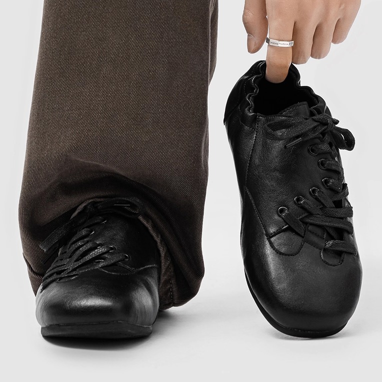 斜系带德训鞋男真皮平底阿甘鞋