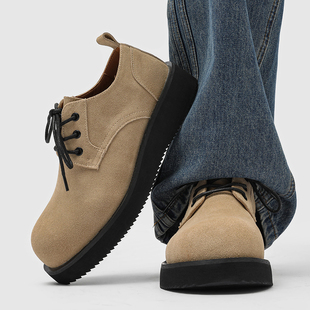 男款 圆头翻毛皮复古通勤休闲皮鞋 美式 鞋 英伦风大头工装 米奇德比鞋