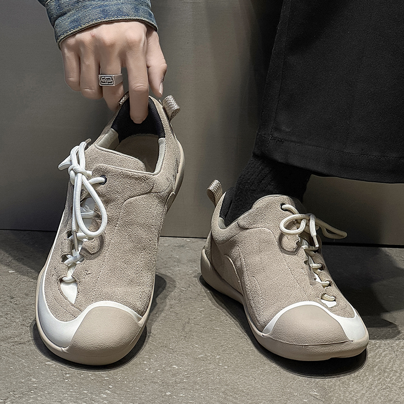 德训鞋男款斜系带拼色通勤登山鞋