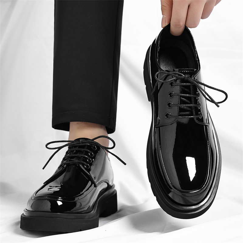 皮鞋男商务正装漆皮亮面新郎鞋