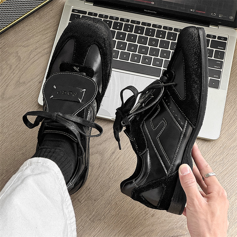 2025新款德训鞋男款真皮方头平底休闲运动百搭高级感阿甘通勤板鞋,流行男鞋,德训鞋,淘宝优惠券,粉丝福利购,淘宝优惠卷