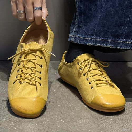 松弛感德训鞋男款平底通勤阿甘鞋