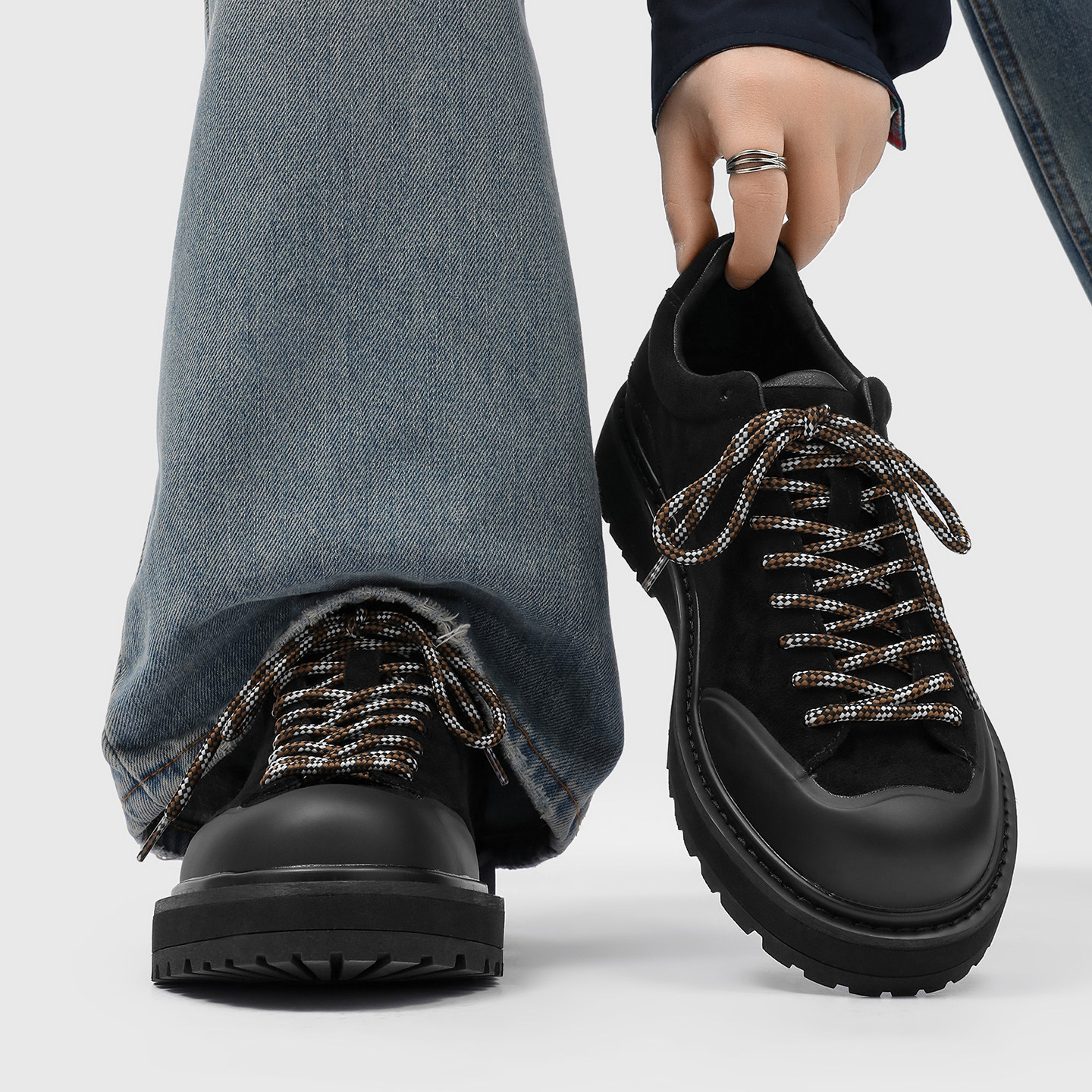 美式德训鞋男真皮厚底增高徒步登山鞋通勤工装鞋潮牌圆头休闲皮鞋,流行男鞋,休闲皮鞋,淘宝优惠券,粉丝福利购,淘宝优惠卷