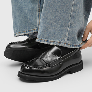 吸血鬼乐福鞋男女真皮复古英伦风潮款一脚蹬德比鞋休闲通勤皮鞋