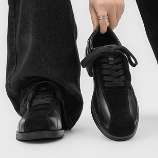 小众德比鞋男款真皮厚底增高黑色保龄球鞋高级感极简休闲通勤皮鞋