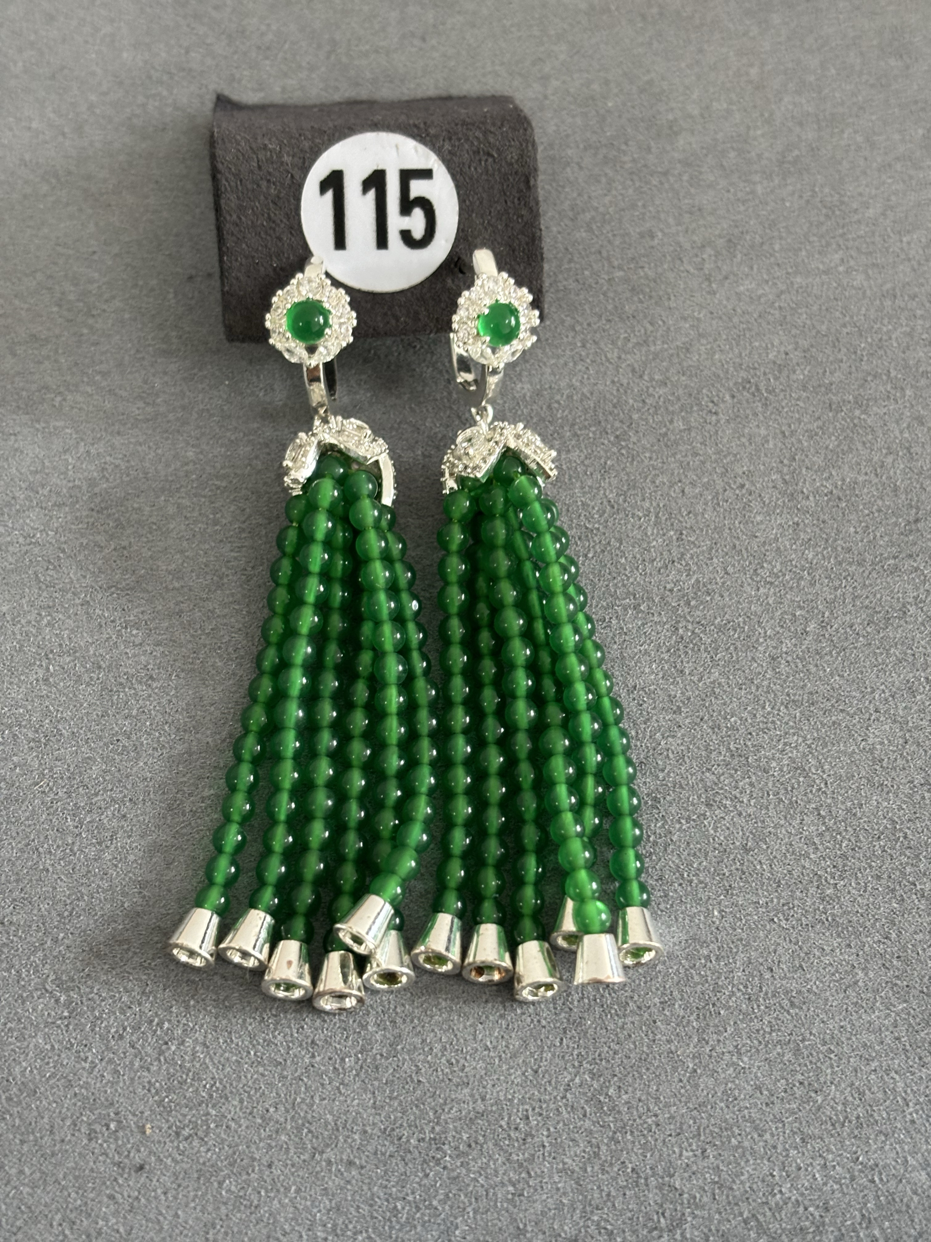 刘亦菲同款天然翡翠帝王绿流苏耳环小众设计国风高级感小米珠耳饰