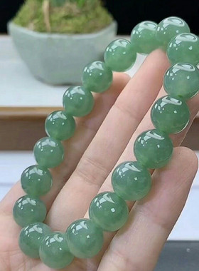 天然缅甸A货翡翠老蓝水手链手串圆珠女款冰润糯种老坑玉石高冰种