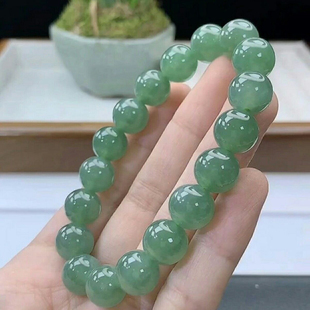 天然缅甸A货翡翠老蓝水手链手串圆珠女款 冰润糯种老坑玉石高冰种