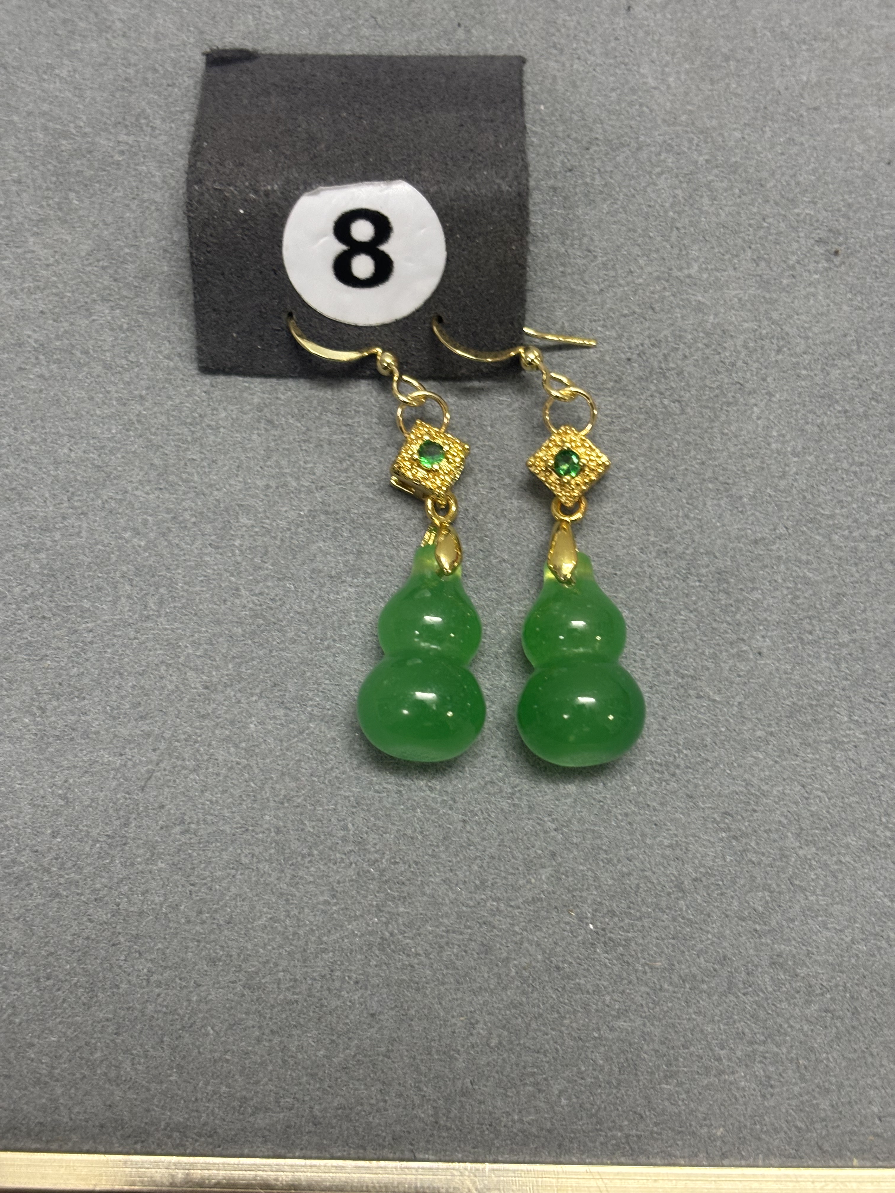 幂幂同款天然缅甸翡翠葫芦耳环925银镶钻防过敏轻奢国风气质耳坠