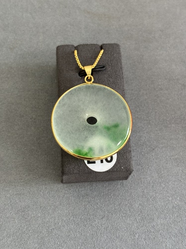 天然缅甸翡翠A货冰糯飘花平安扣吊坠女款玉石挂件项链平安无事扣