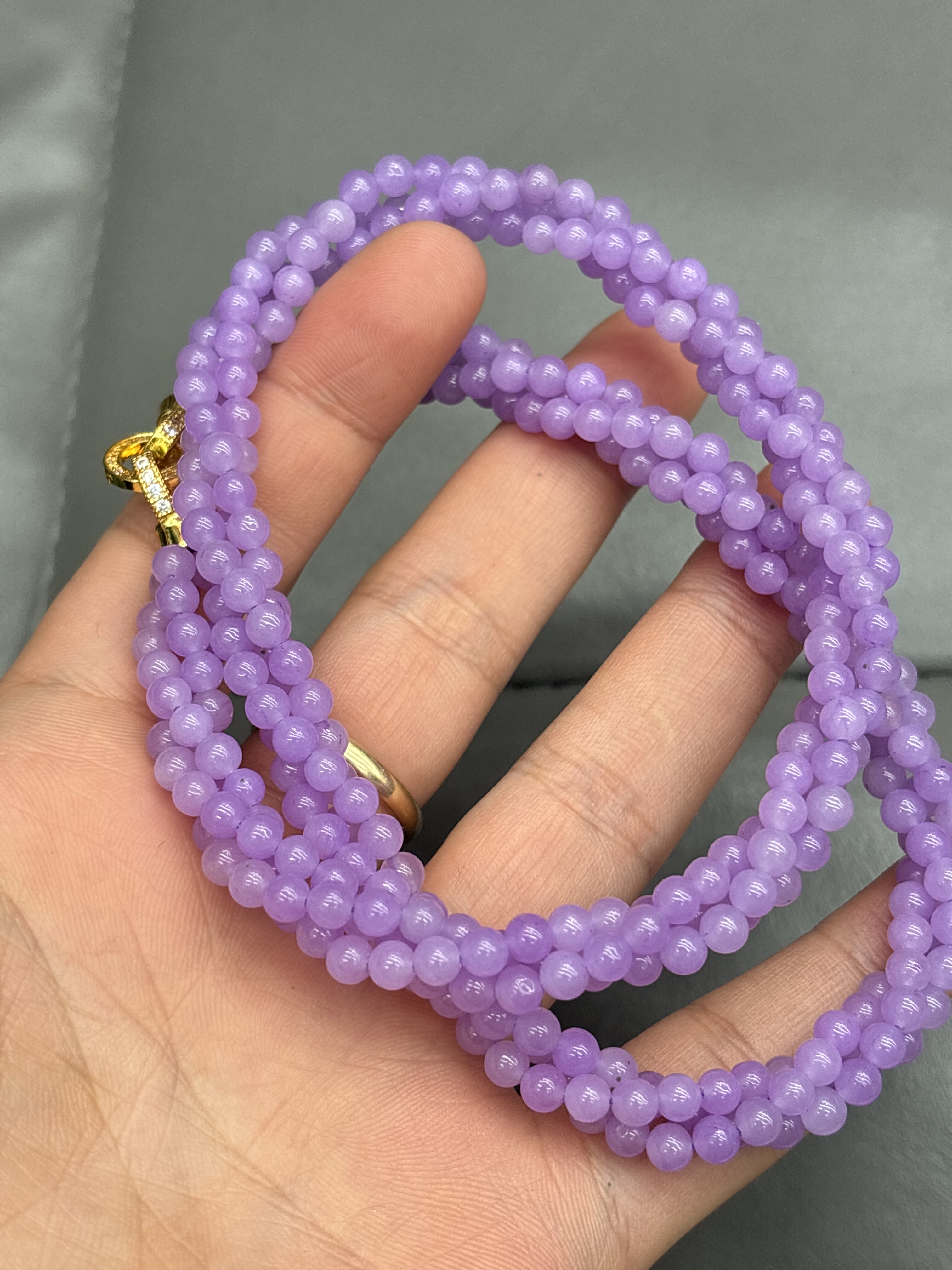 天然冰种紫色翡翠麻花辫绕颈项链紫罗兰色锁骨链妈妈链玉石链紫翡