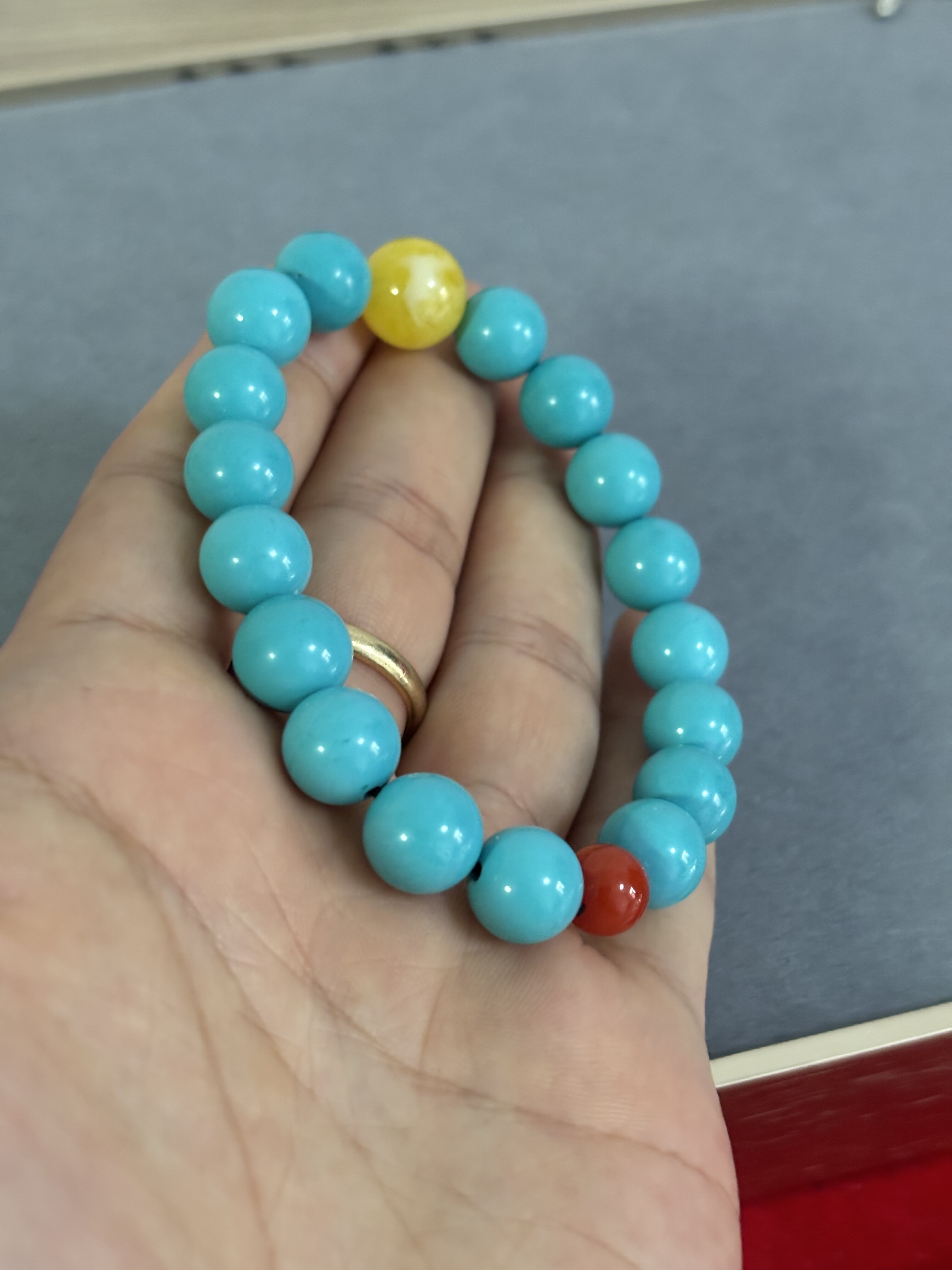 天然绿松石手串女款原创设计蜜蜡南红转运珠手链设计小众国风串珠