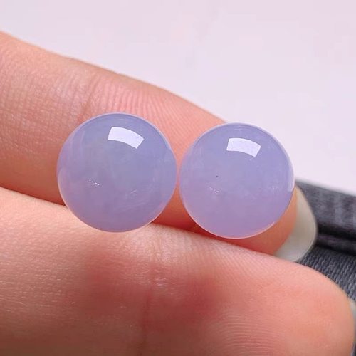 18K金镶天然翡翠A货冰紫罗兰圆珠转运珠耳钉有求必应紫翡耳钉正品