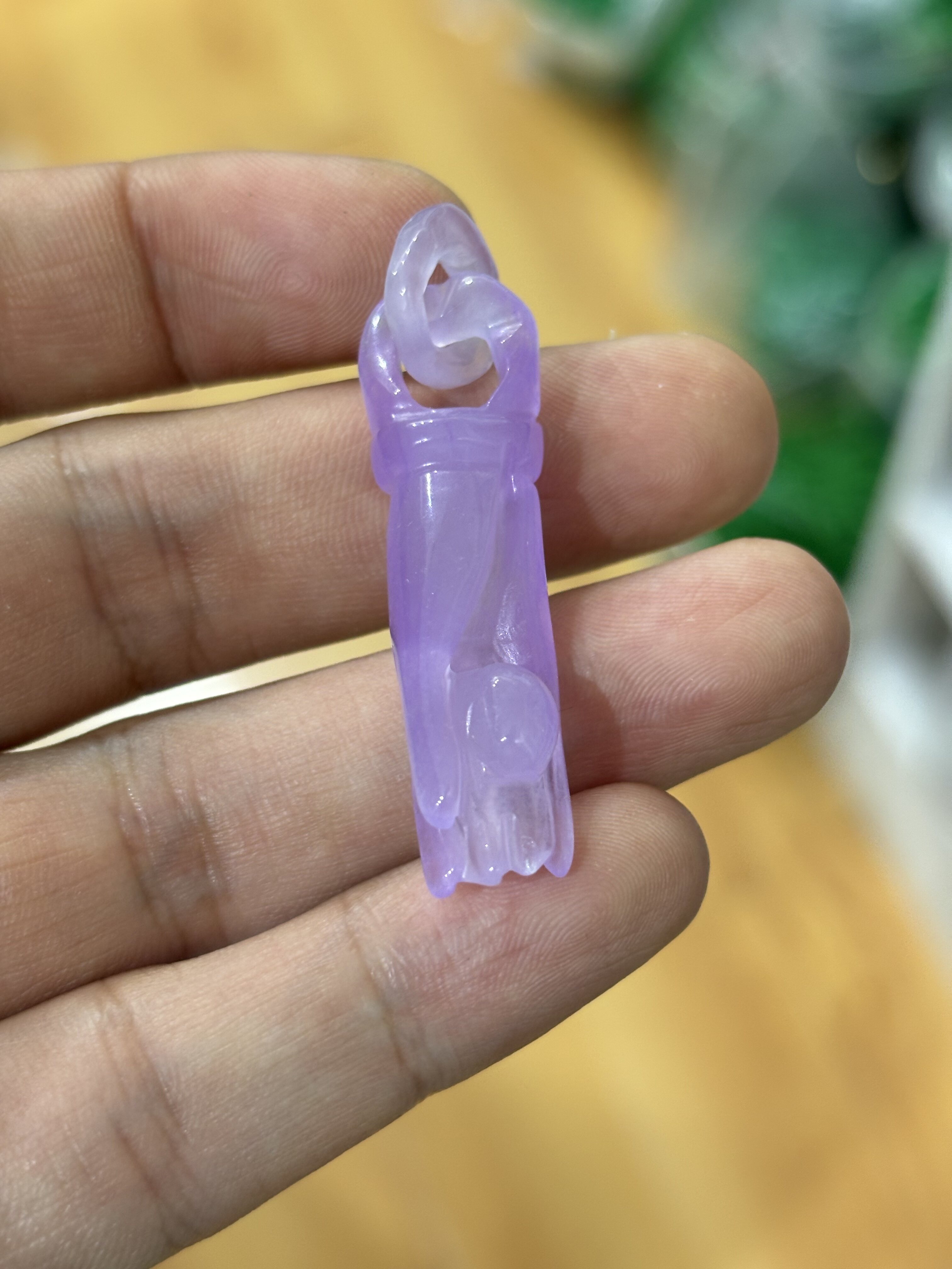 天然缅甸翡翠A货紫罗兰项链福禄寿掌上明珠浓郁玉石紫翡挂件吊坠