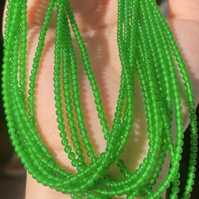 纯天然翡翠A货满绿小米珠正阳绿项链阳绿翡翠冰种项链手链两用款