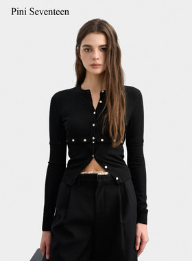 【PINI 17长期主义】AW25 黑色解构显瘦羊毛针织衫  秋冬百搭款