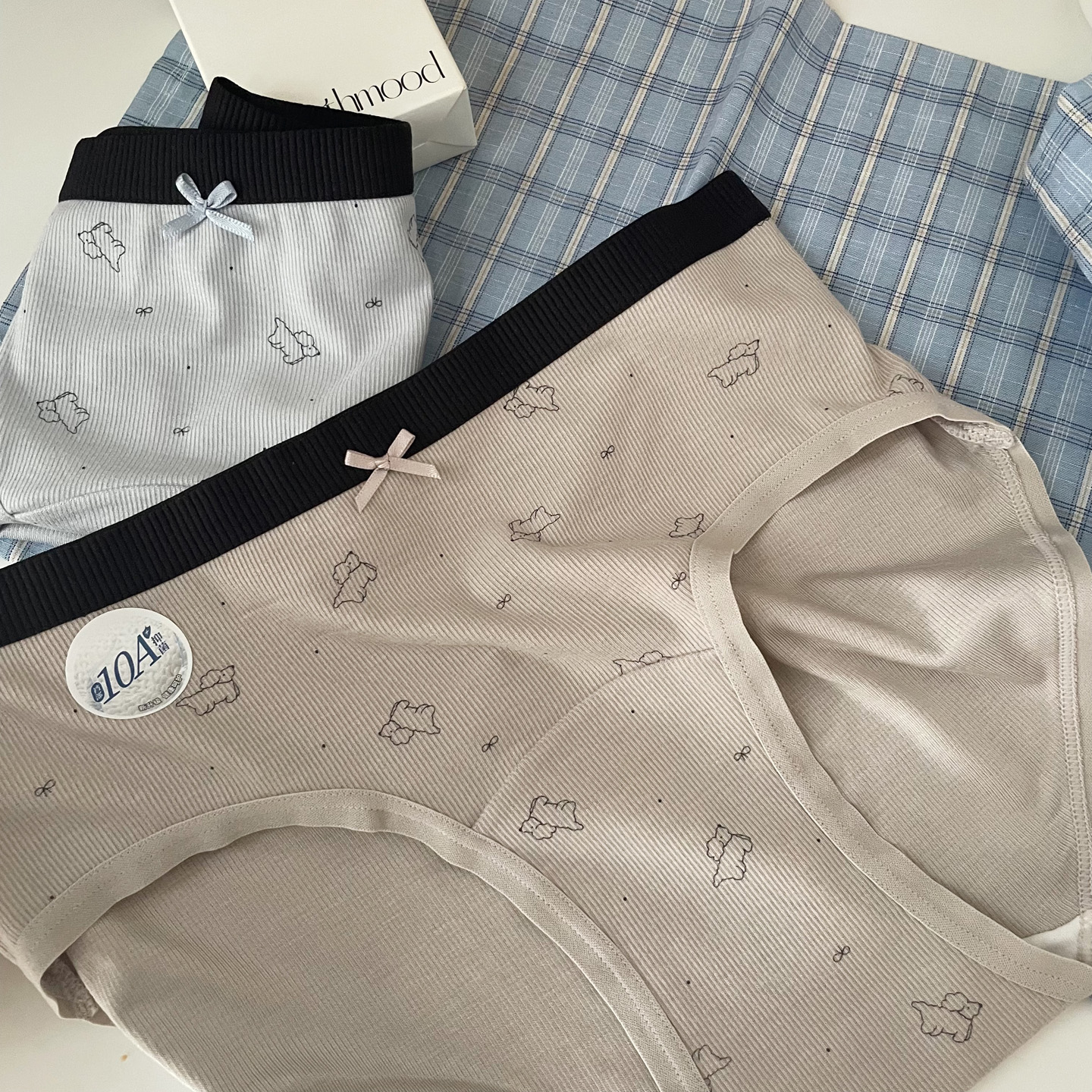 10A抑菌加长裆冬季暖fufu磨毛羊绒感可爱线条小羊中腰包臀内裤女