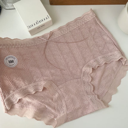 软软棉感泡芙全蕾丝 10A抑菌纯棉裆法式复古甜美中腰包臀内裤女