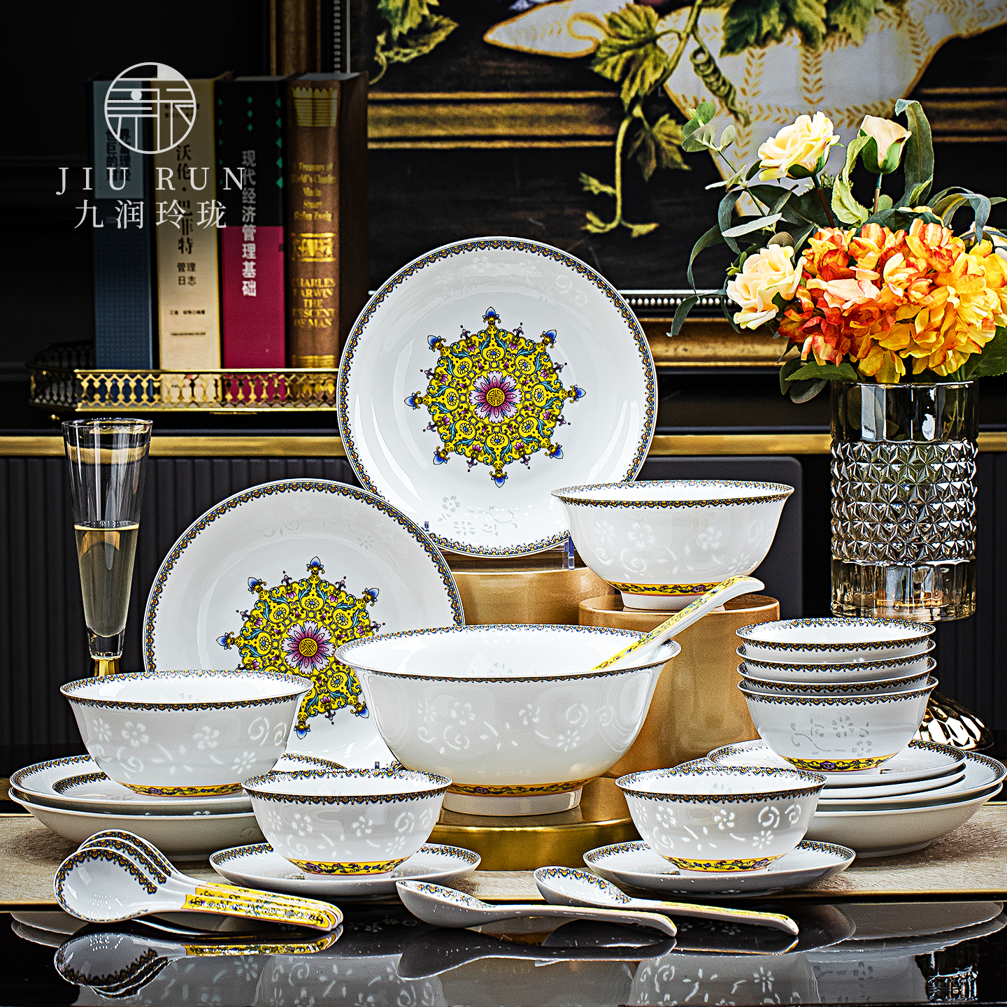 【高温瓷景德镇】珐琅彩玲珑餐具