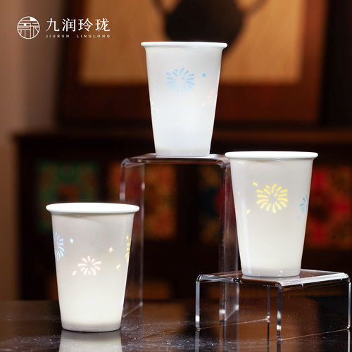 景辰烟花玲珑马克杯无铅镉高颜值