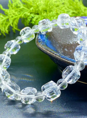 天然5a级白水晶方糖手链手串女款单圈