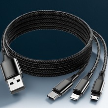 州海一拖三 三合一手机充电线关键带【数据传输】Usb to typeC to mirco to lightning接口 一线多种接口可用