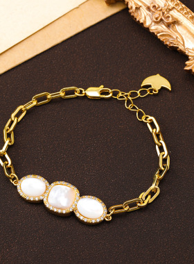 原创ins中性风百搭淡水贝白贝母手链女生高级感链条百搭时尚手饰