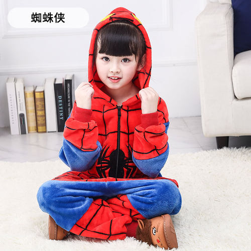 kids Spider-man costume winter pajamas girl romper cosplay