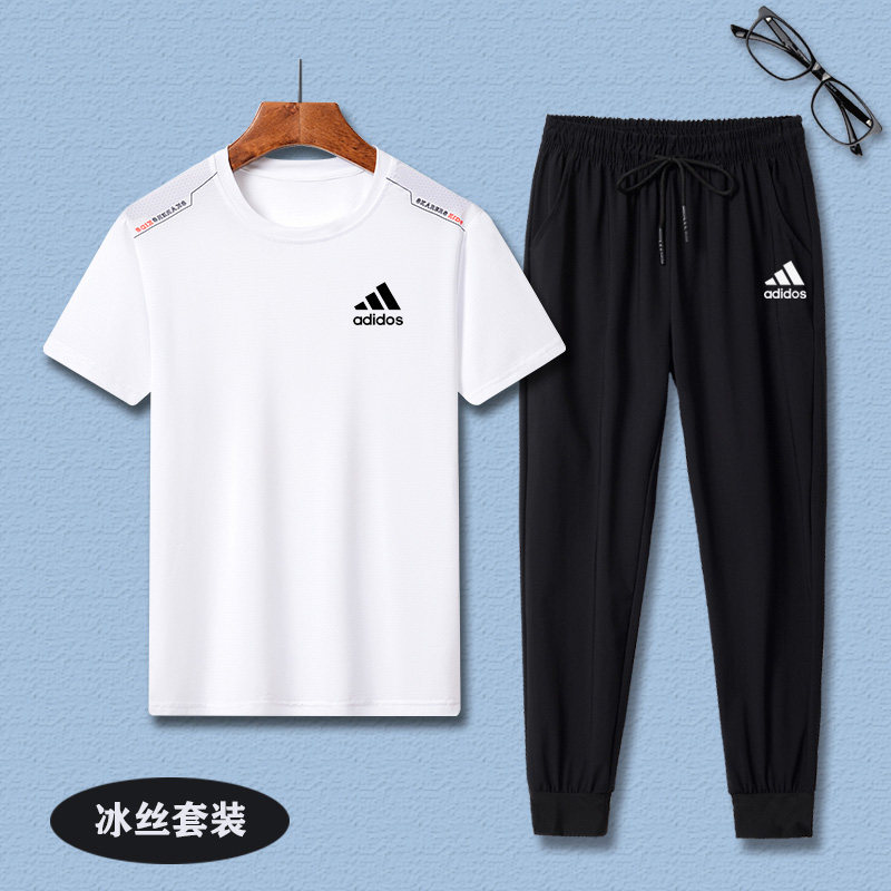 儿童冰丝套装夏季中大童速干短袖长裤运动服宽松透气男孩两件套薄
