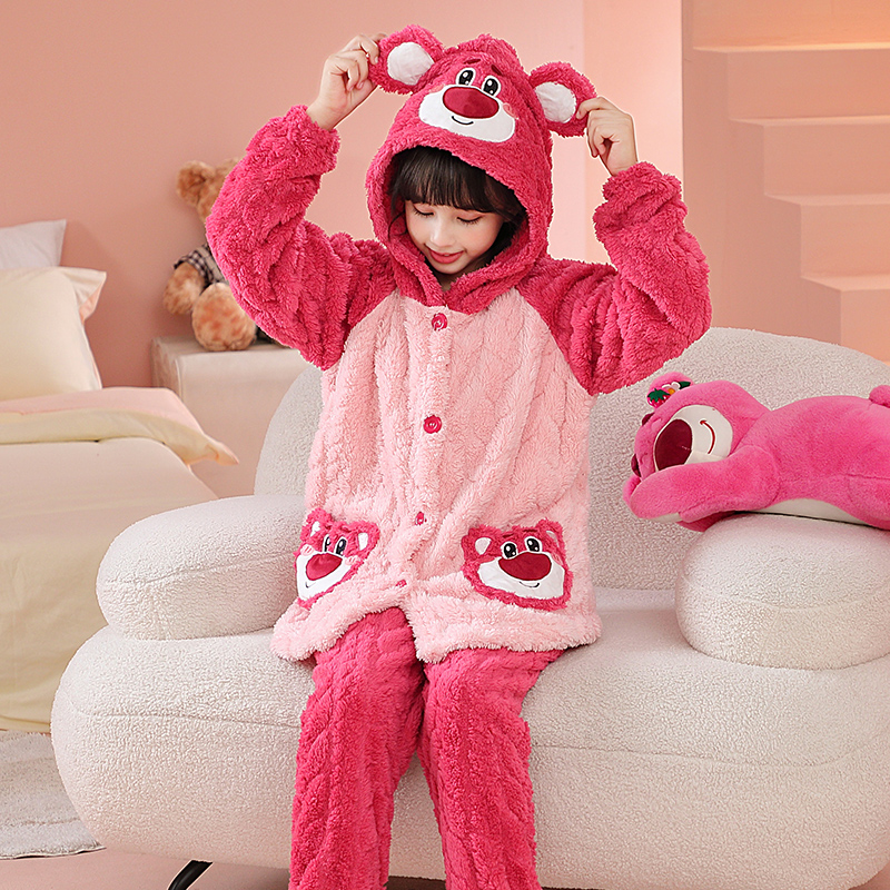 冬季儿童女孩家居服套装公主风女童珊瑚绒家居服女童睡衣冬款卡通