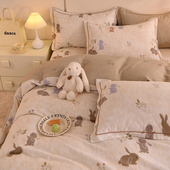 加厚全棉磨毛床上四件套冬季 保暖纯棉被套床单床笠学生宿舍三件套