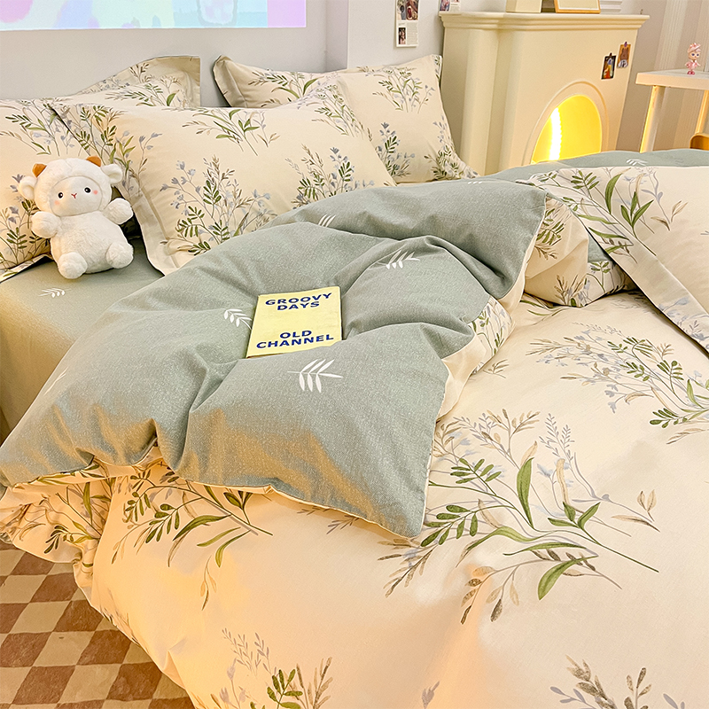 ins简约100全棉亲肤透气被套单件