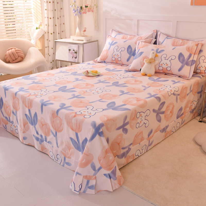 秋冬季加厚纯棉磨毛床单单件双人1.5m1.8米100全棉被单人宿舍学生