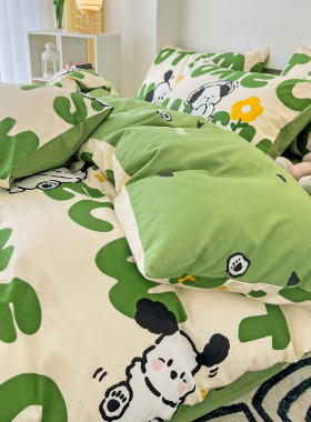 可爱卡通全棉床上四件套100纯棉亲肤儿童被套床单三件套ins风床品