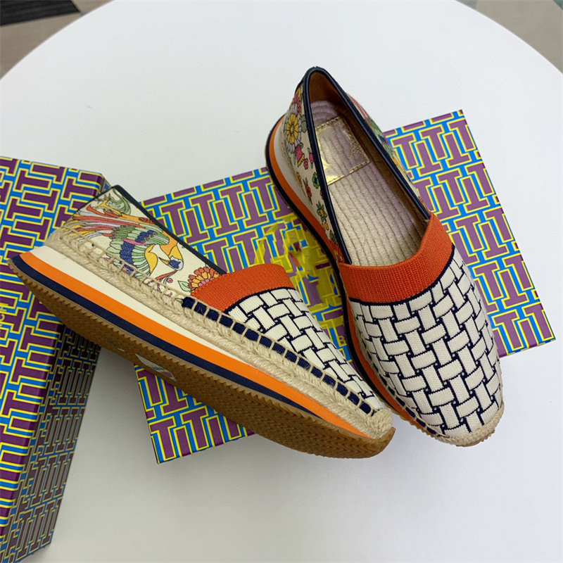 厚底真皮tb渔夫鞋飞织拼色透气舒适麻绳一脚蹬平底休闲外贸单鞋女