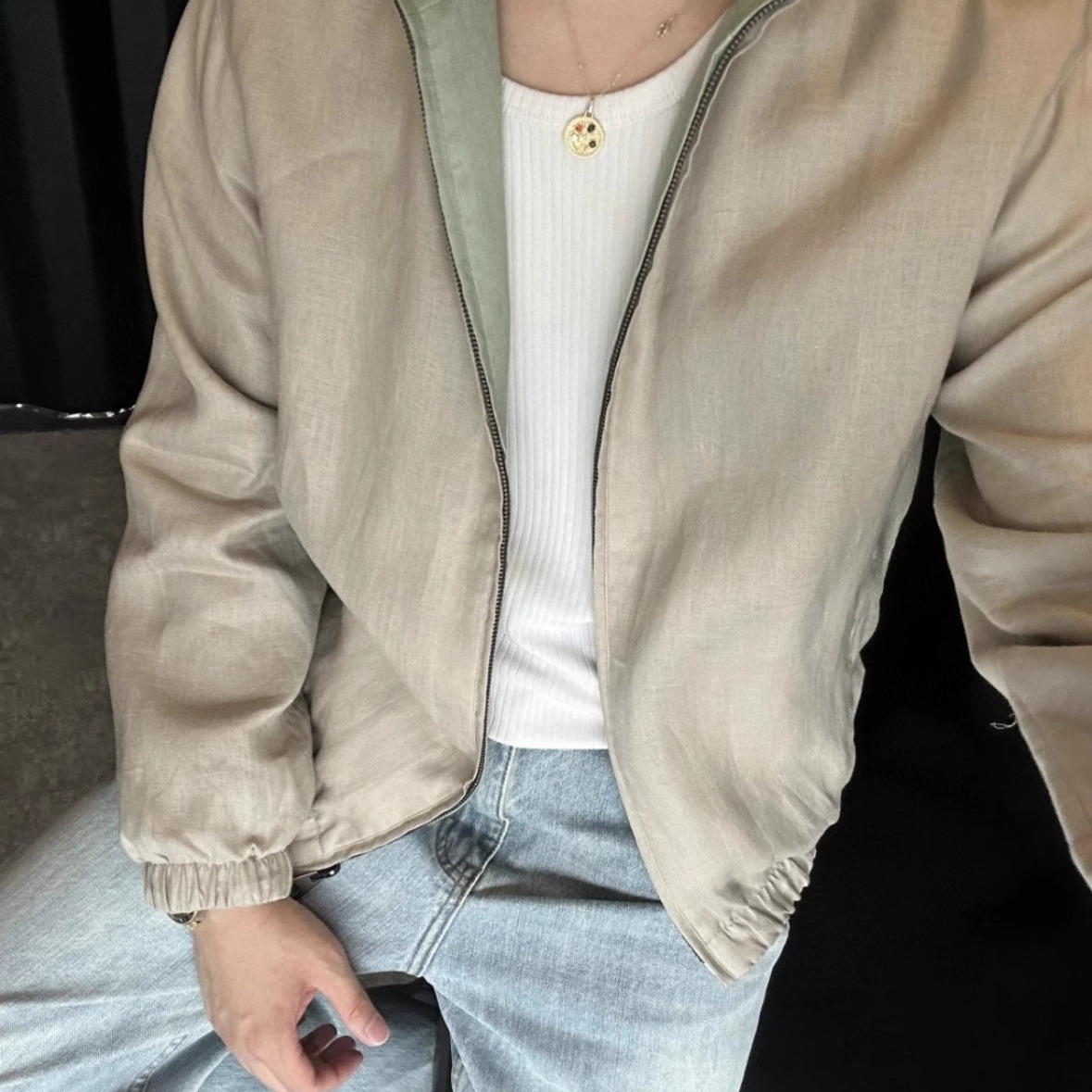 LP版老前100%天然亚麻双面穿夹克