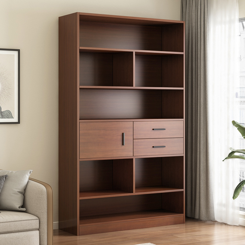 书架落地书柜置物架客厅靠墙格子柜家用简易实木色收纳柜子储物柜