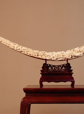 高仿猛犸牙象牙摆件工艺品收藏送礼 松鹤延年7*73cm2710g