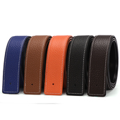 H款 带条 无头皮带男头层牛皮3.8不带头腰带3.0打孔平滑针扣没头裤