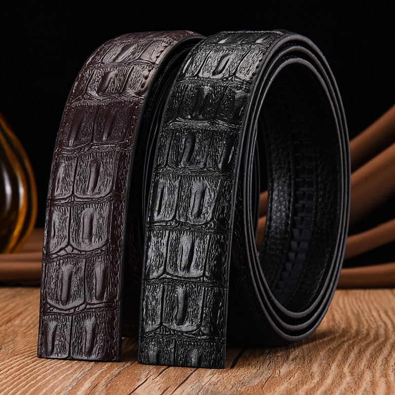 男士皮带不带头3.5宽真皮平滑扣