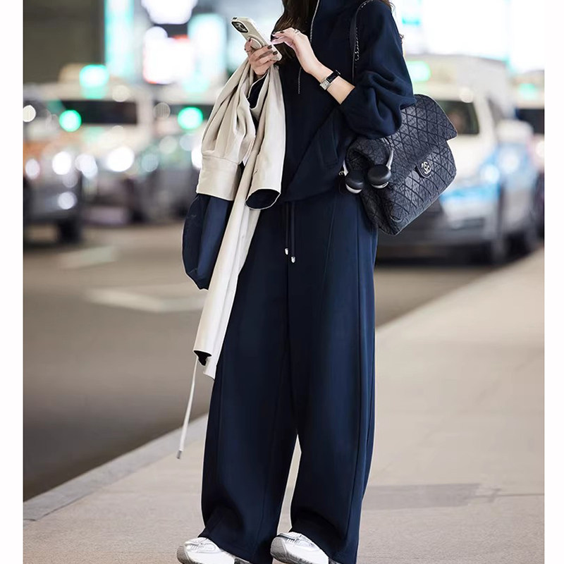 美洋MEIYANG【现货】厚皮套装 半拉链上衣外套松紧休闲裤