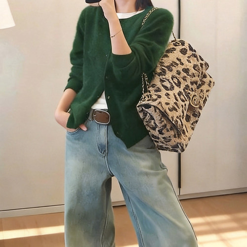 美洋MEIYANG 小暖炉羊绒开衫 拉绒/羊毛圆领长袖针织衫