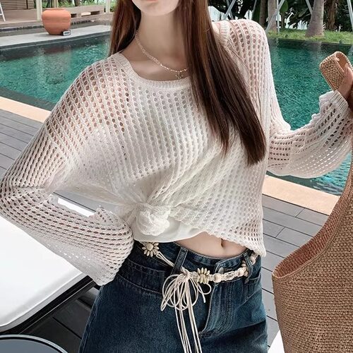 美洋MEIYANG【现货】捕梦网针织套装 长绒棉_背心罩衫两件套