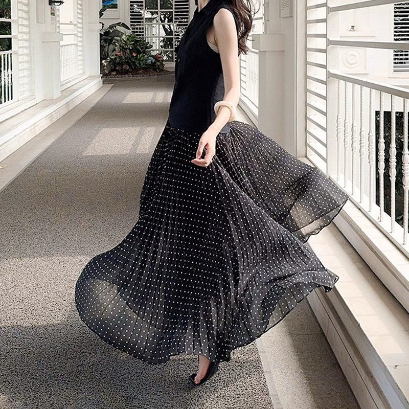 美洋MEIYANG 星点半裙 波点印花雪纺简约百搭宽松半身中长裙