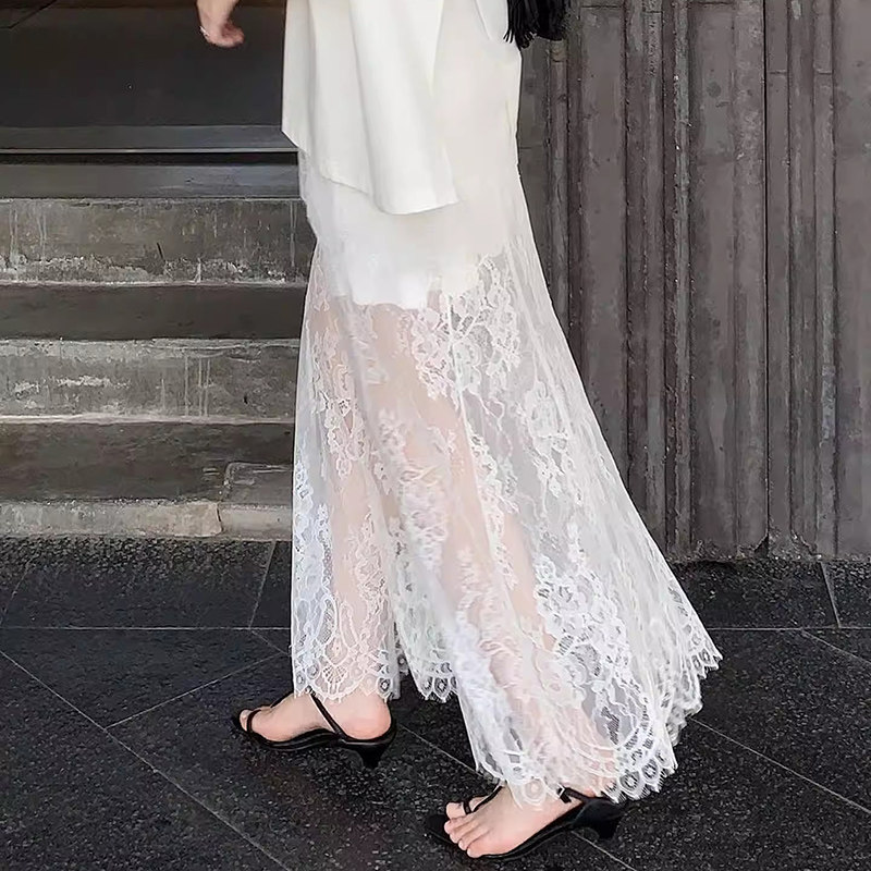 美洋MEIYANG【现货】纱暮半裙 抗起球镂空蕾丝半身中长裙