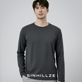 纯色打底衫 60支莫代尔棉长袖 t恤男春秋薄款 内搭白色宽松上衣圆领